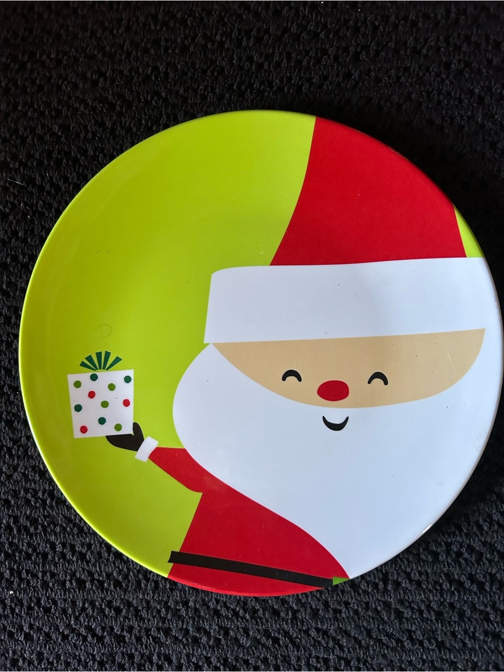 Festive Santa 🎅Plastic Holiday Plate - Lime Green & Red